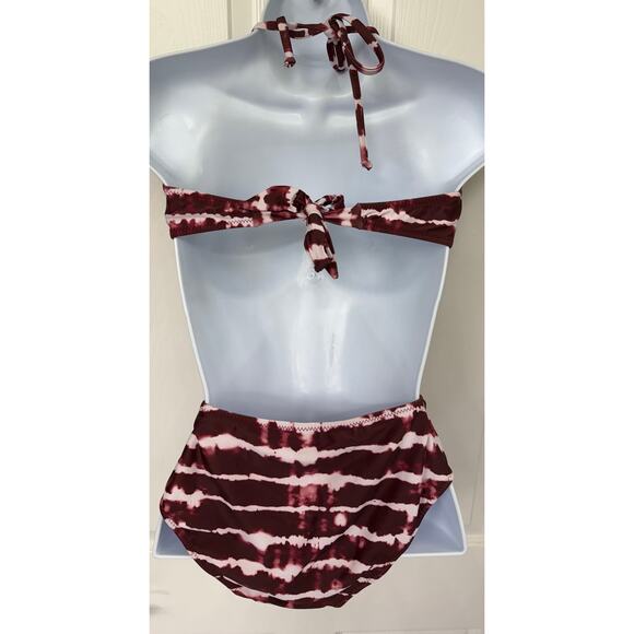 Amazon new small NWT red tie dye one piece halter tie back V Neck bathing suit - Picture 4 of 5